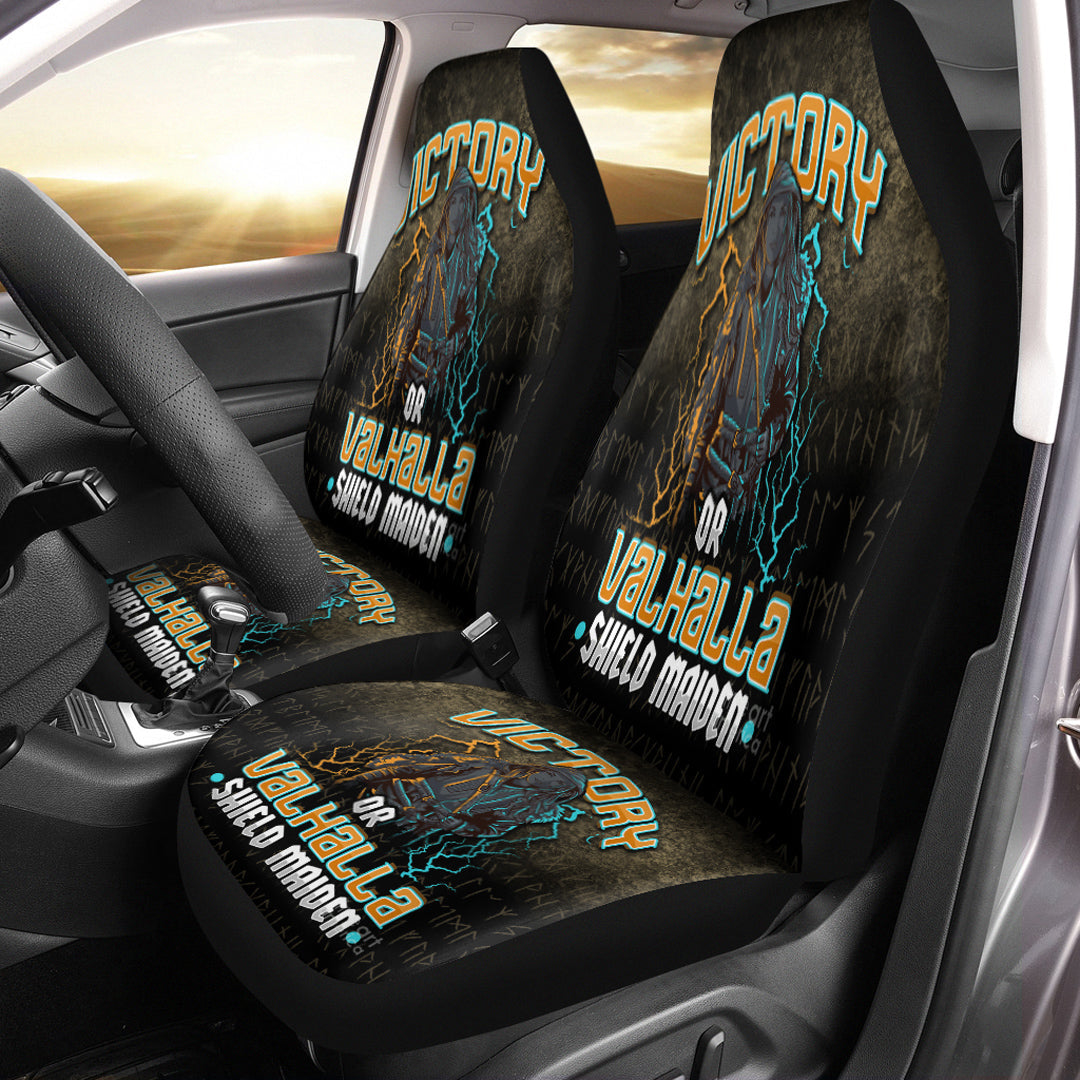 Viking Car Seat Cover Victory Or Valhalla Shield Maiden Female Viking