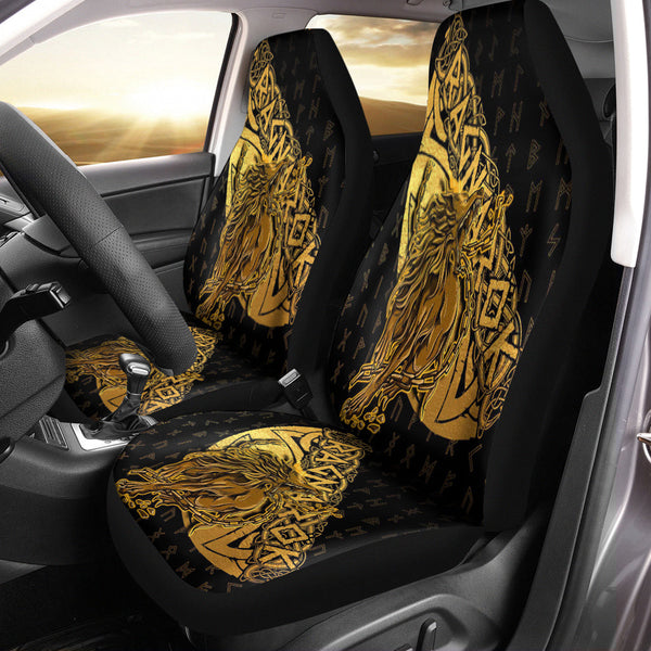 Viking Car Seat Cover Fenrir Ragnarok Gold