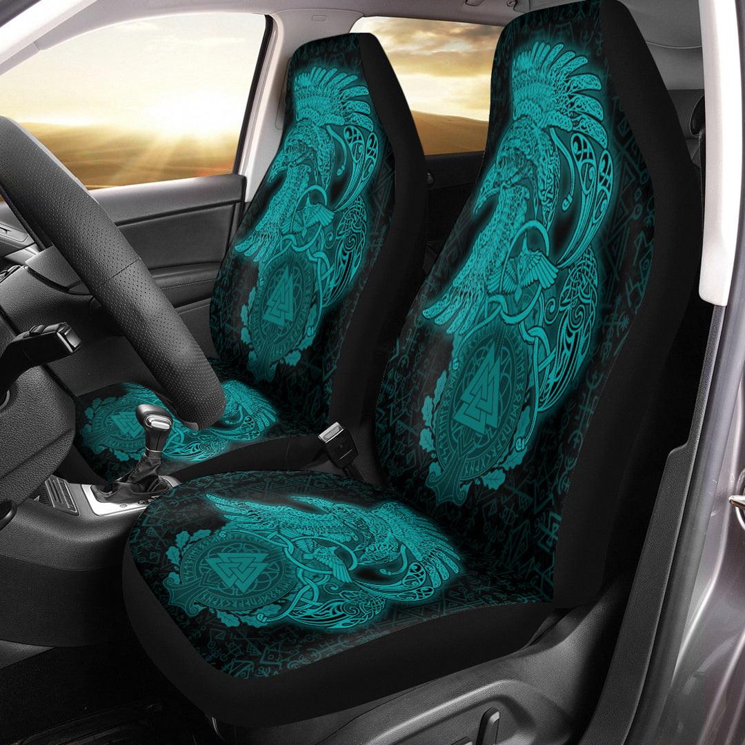 Viking Car Seat Cover Raven Celtic Turquoise