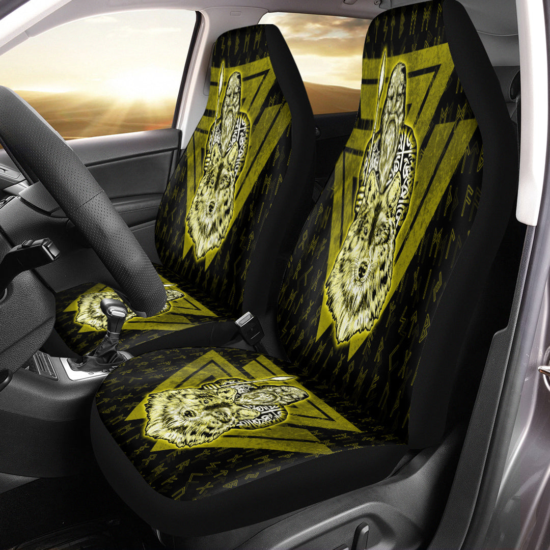 Viking Car Seat Cover Viking Odin Wolf Gold