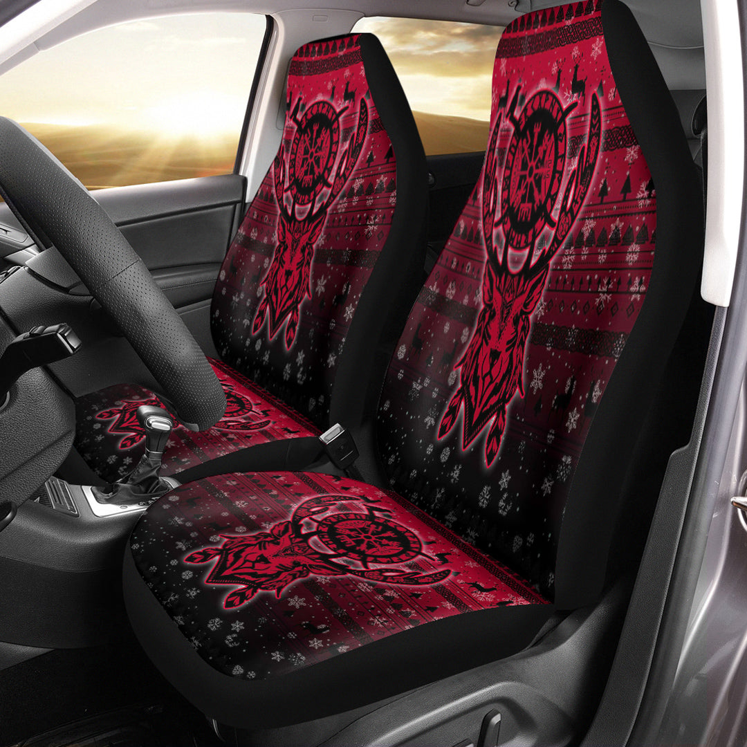 Viking Car Seat Cover Viking Reindeer Vegvisir Red