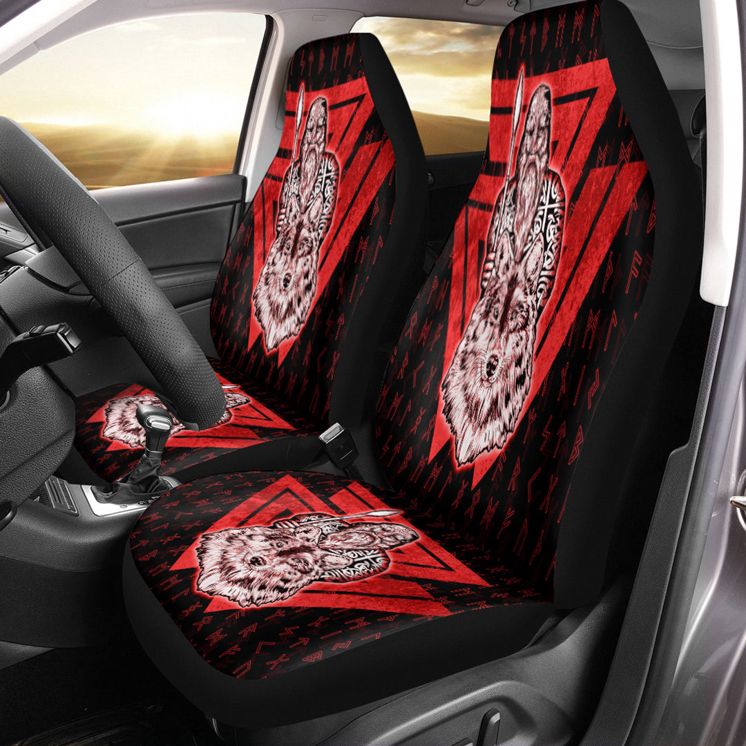 Viking Car Seat Cover Viking Odin Wolf Red