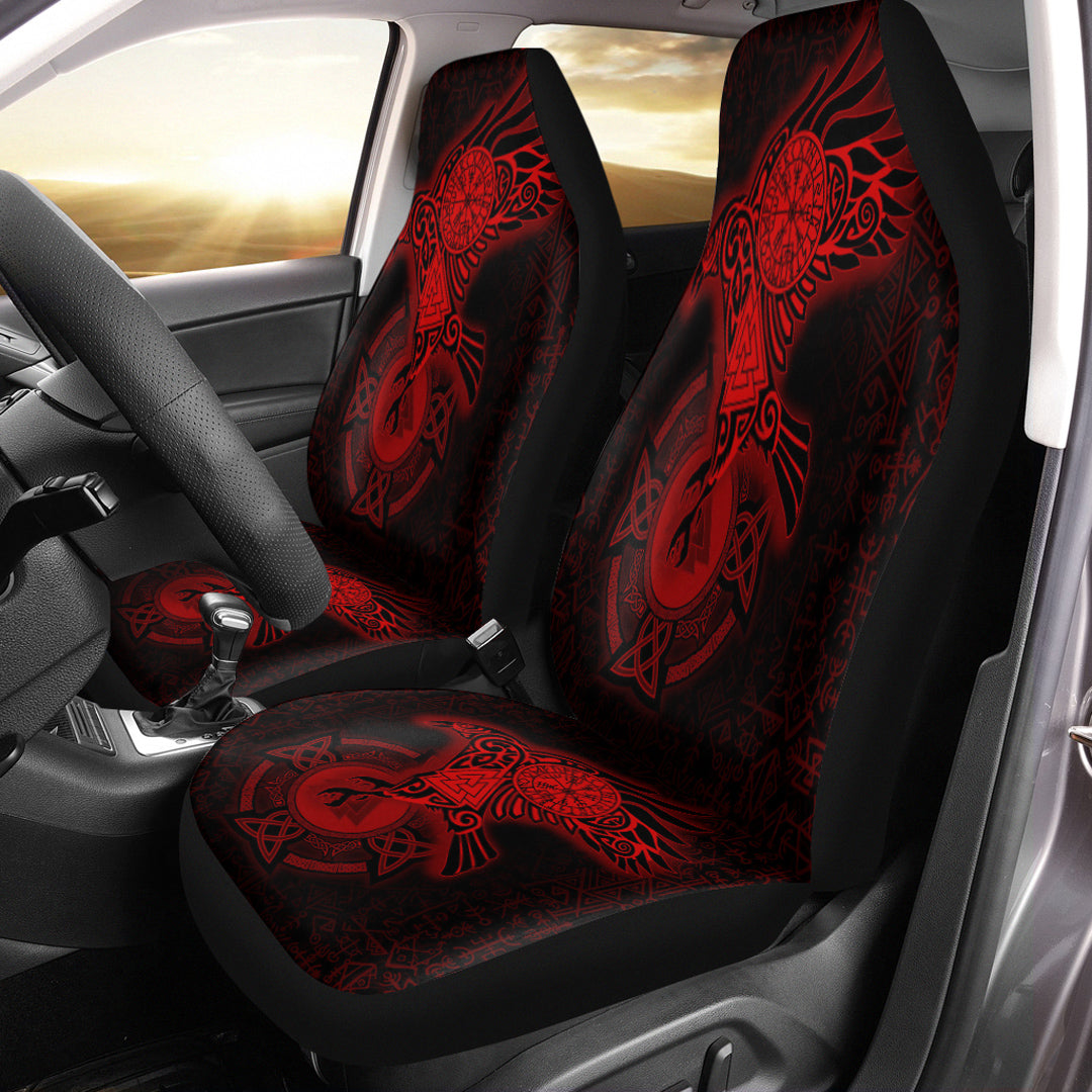 Viking Car Seat Cover Celtic Raven Red