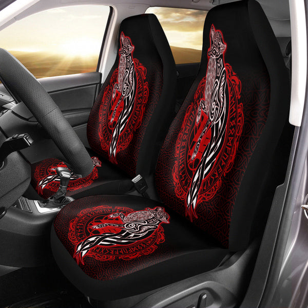 Viking Car Seat Cover Wolf Viking Red