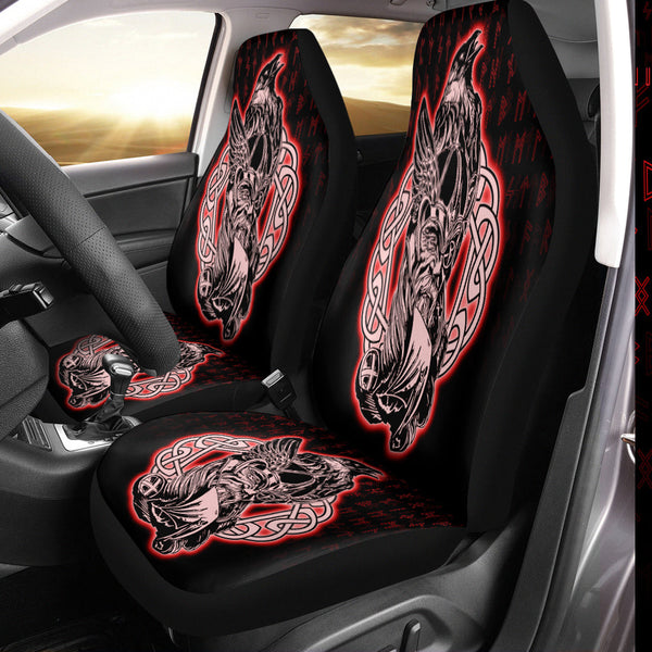 Viking Car Seat Cover Odin Raven Viking Set Red