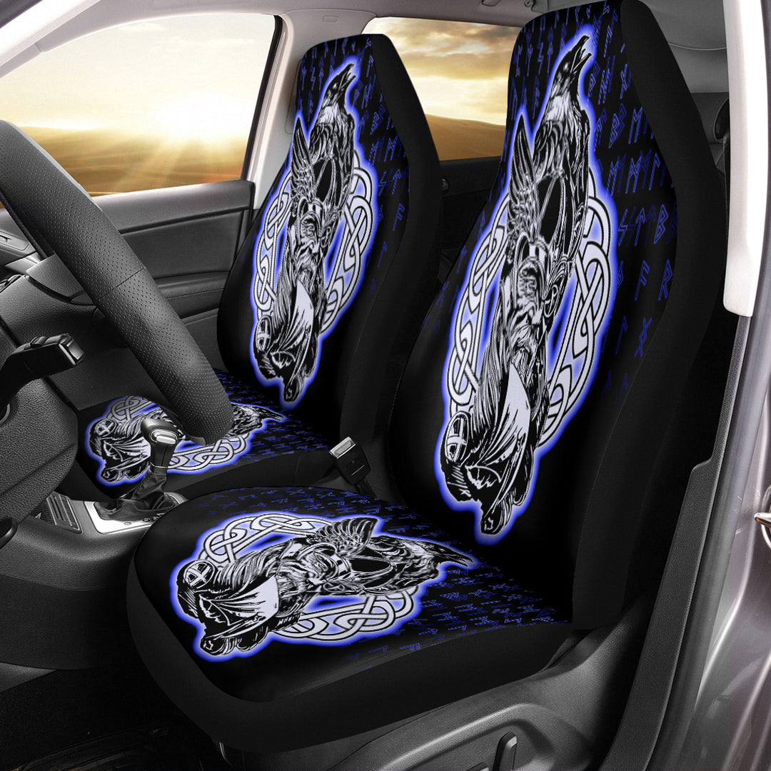 Viking Car Seat Cover Odin Raven Viking Set Blue