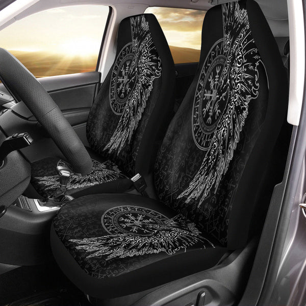 Viking Car Seat Cover Raven and Helm of Awe