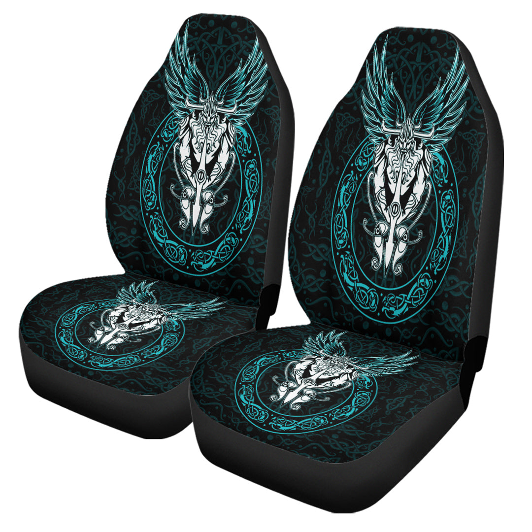 Viking Car Seat Cover Odin Wing Viking Turquoise