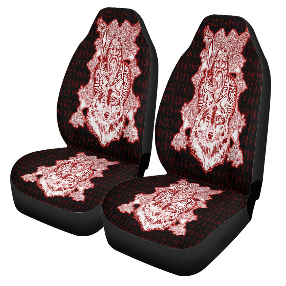 Viking Car Seat Cover Odin Wolf Viking Set Red