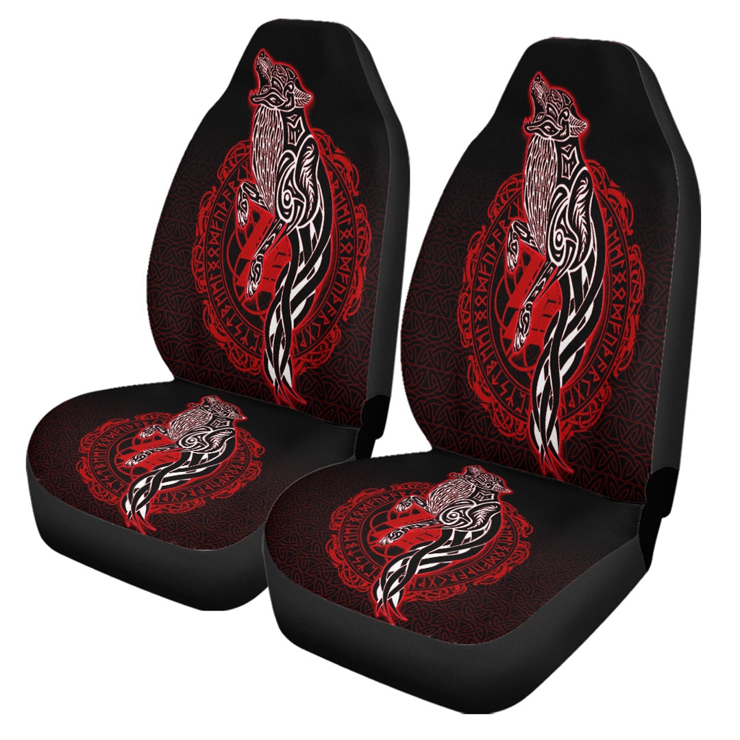 Viking Car Seat Cover Wolf Viking Red