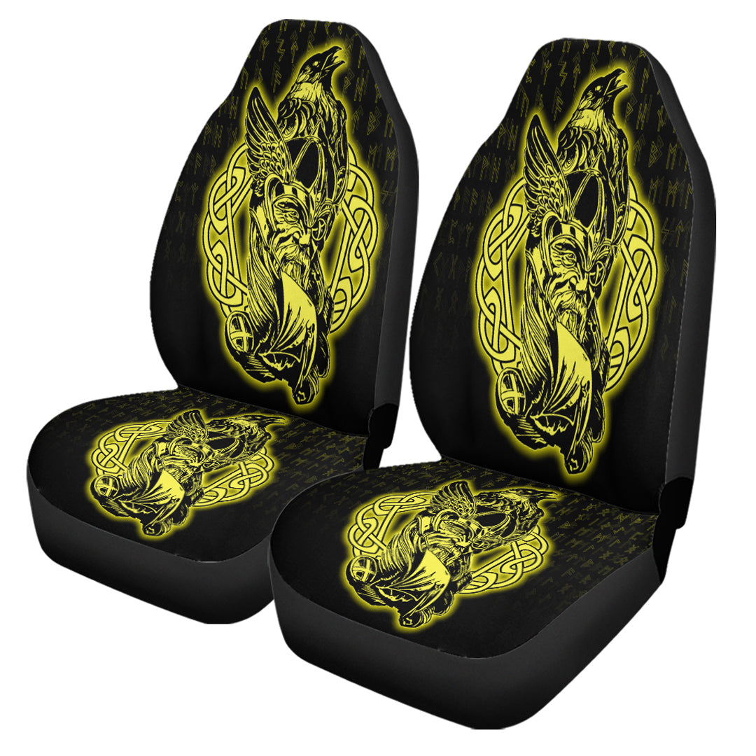 Viking Car Seat Cover Odin Raven Viking Set Gold