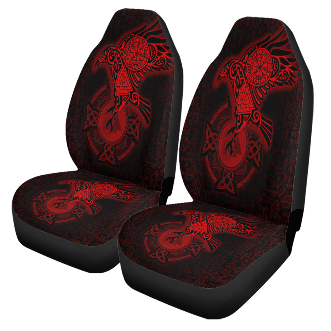 Viking Car Seat Cover Celtic Raven Red