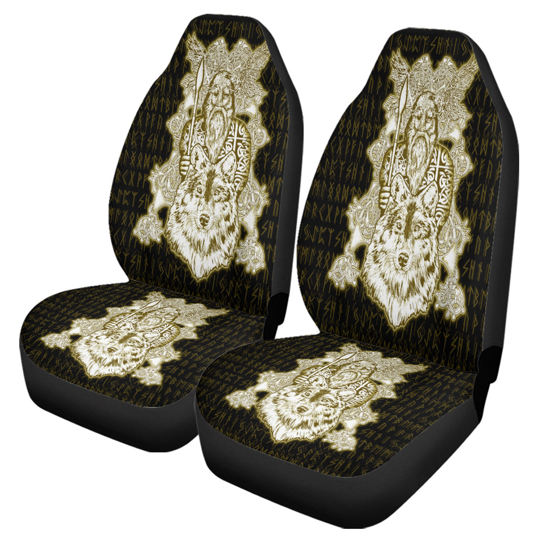 Viking Car Seat Cover Odin Wolf Viking Set Gold