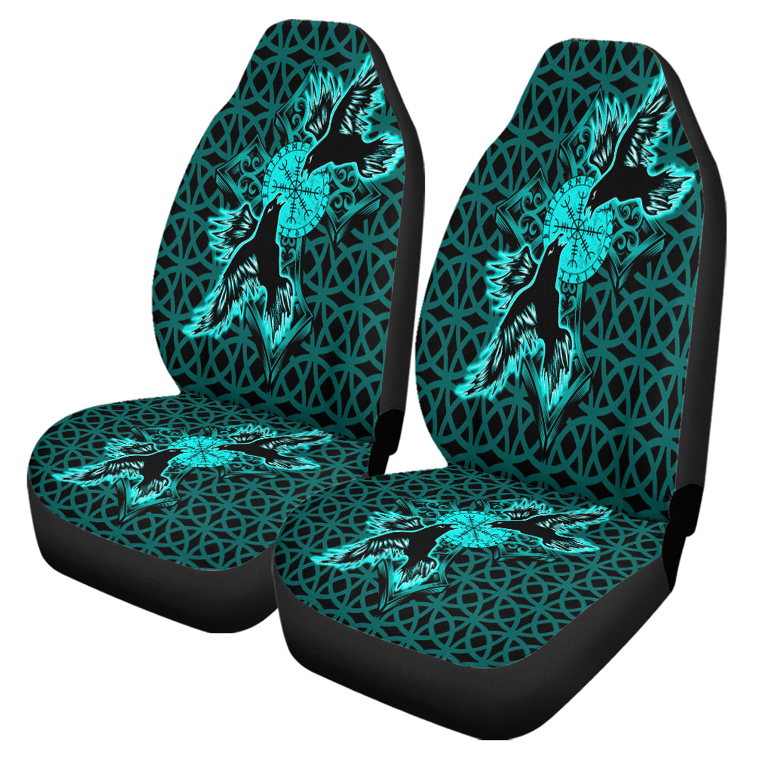 Viking Car Seat Cover Viking Raven Cross Turquoise