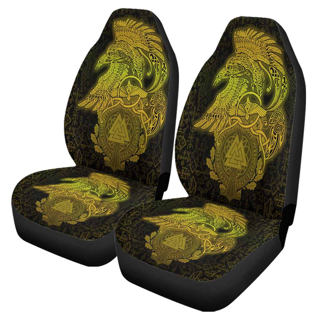 Viking Car Seat Cover Raven Celtic Special Yellow