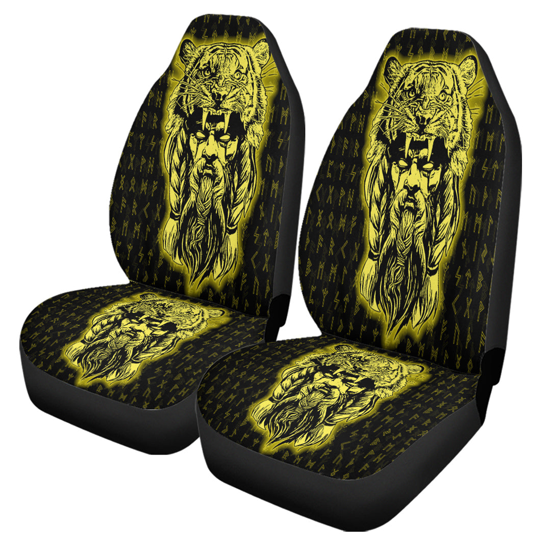 Viking Car Seat Cover Wolf Odin Viking Set Gold