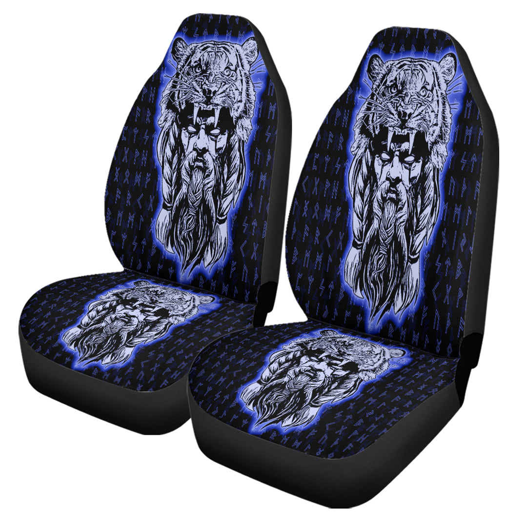 Viking Car Seat Cover Wolf Odin Viking Set Blue