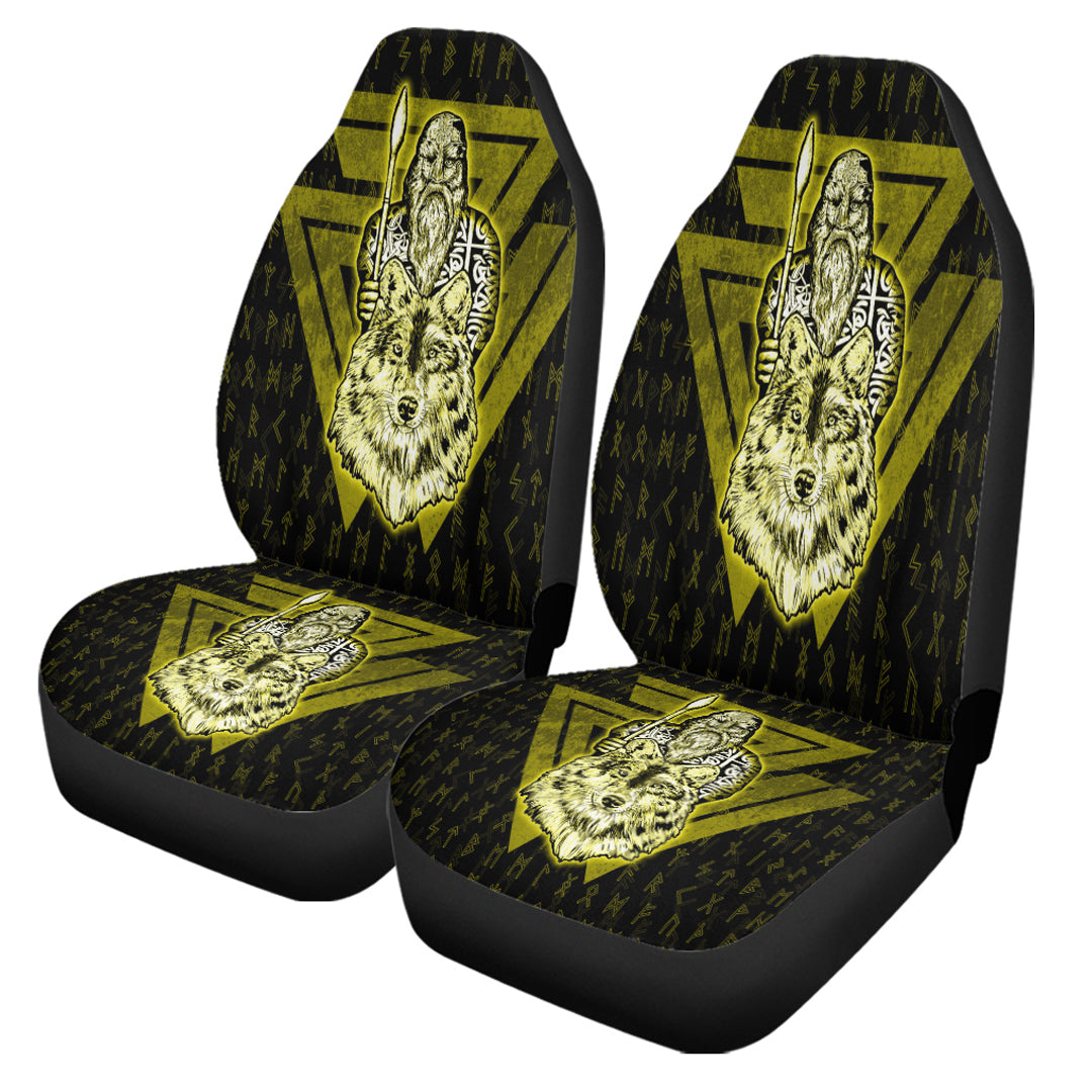 Viking Car Seat Cover Viking Odin Wolf Gold