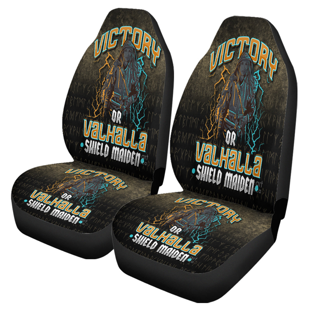 Viking Car Seat Cover Victory Or Valhalla Shield Maiden Female Viking