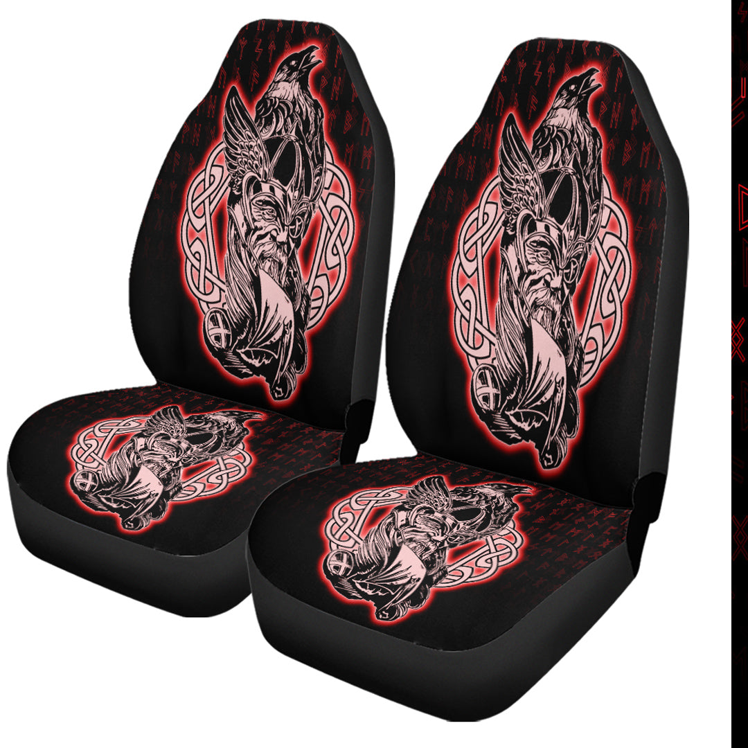 Viking Car Seat Cover Odin Raven Viking Set Red