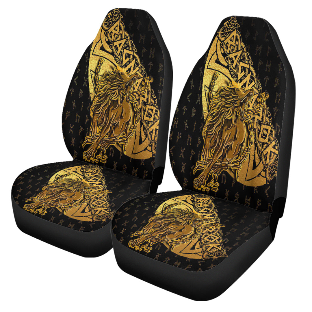 Viking Car Seat Cover Fenrir Ragnarok Gold