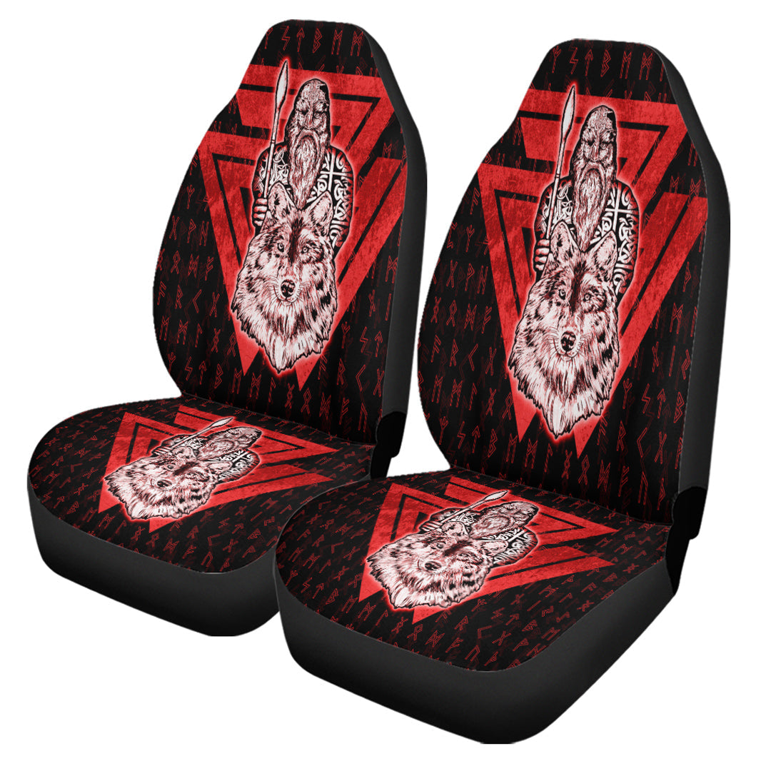 Viking Car Seat Cover Viking Odin Wolf Red