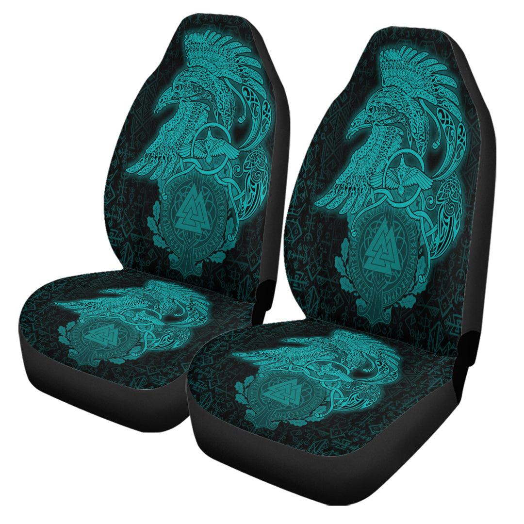 Viking Car Seat Cover Raven Celtic Turquoise