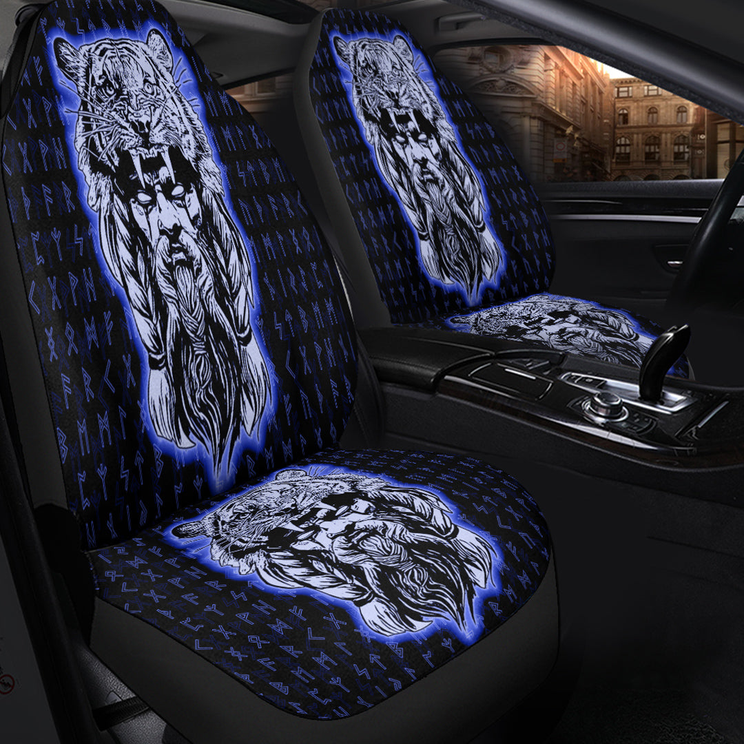 Viking Car Seat Cover Wolf Odin Viking Set Blue