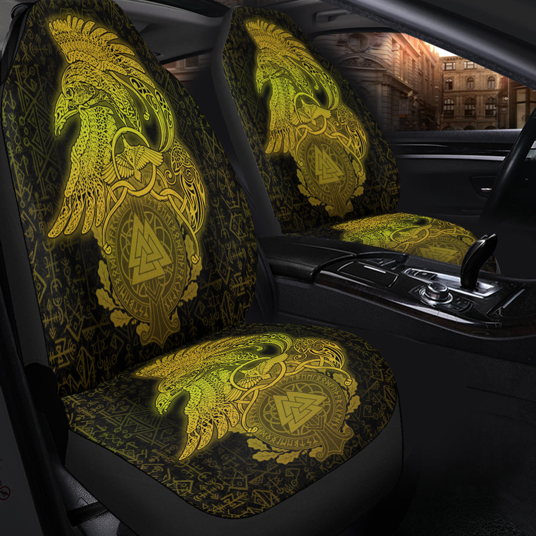 Viking Car Seat Cover Raven Celtic Special Yellow