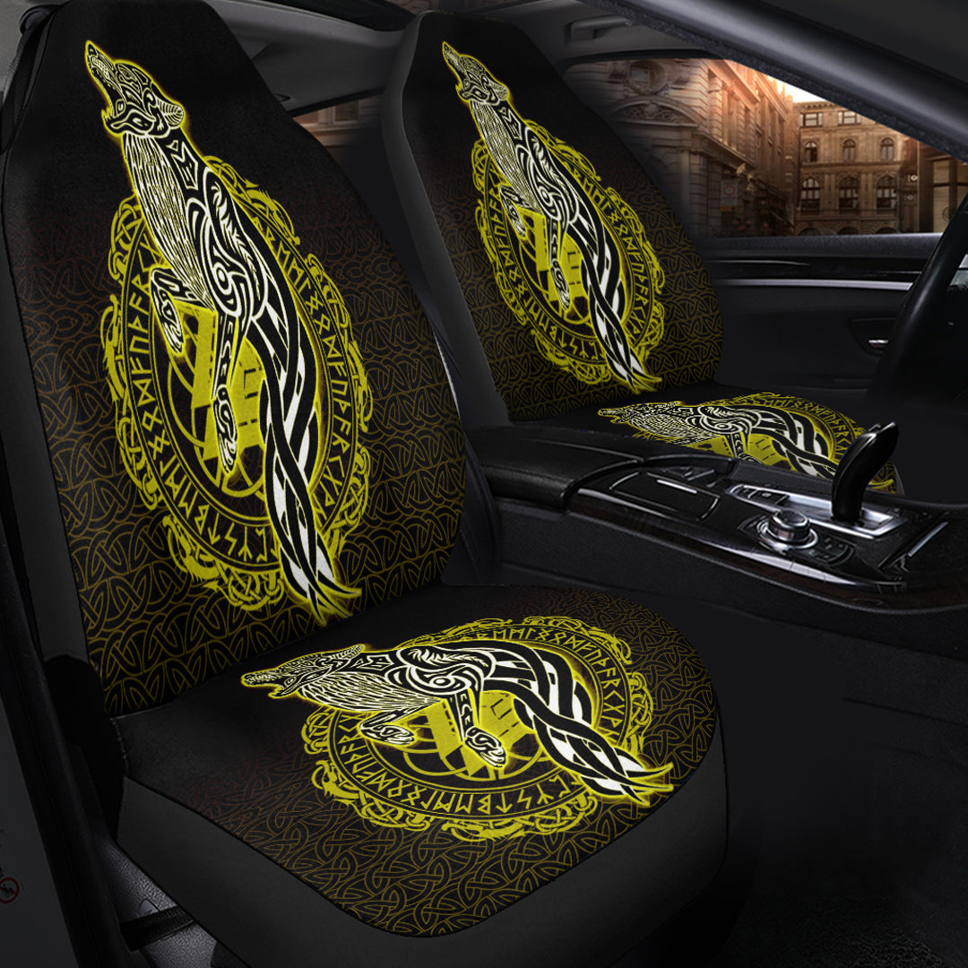 Viking Car Seat Cover Wolf Viking Gold