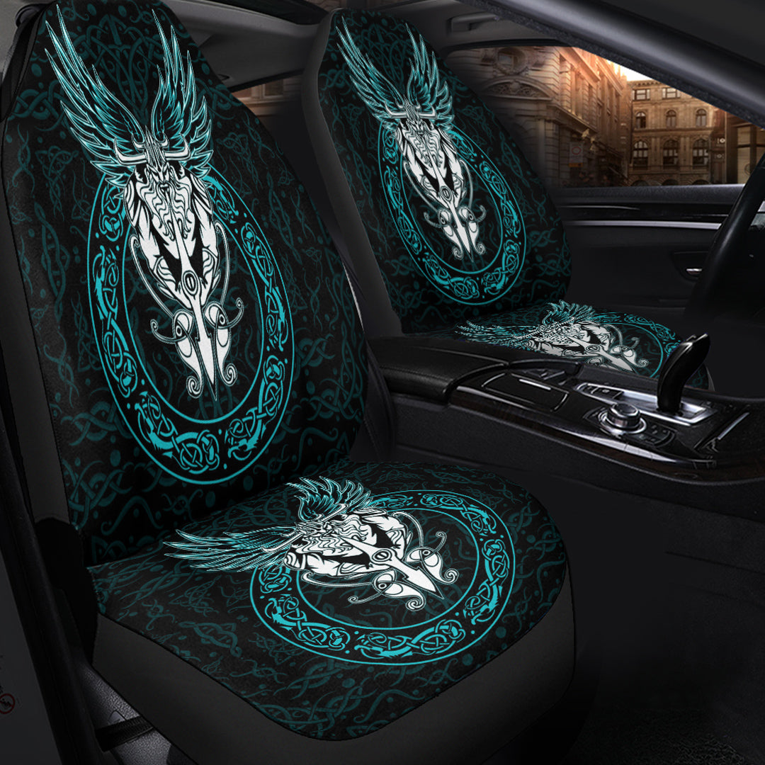 Viking Car Seat Cover Odin Wing Viking Turquoise