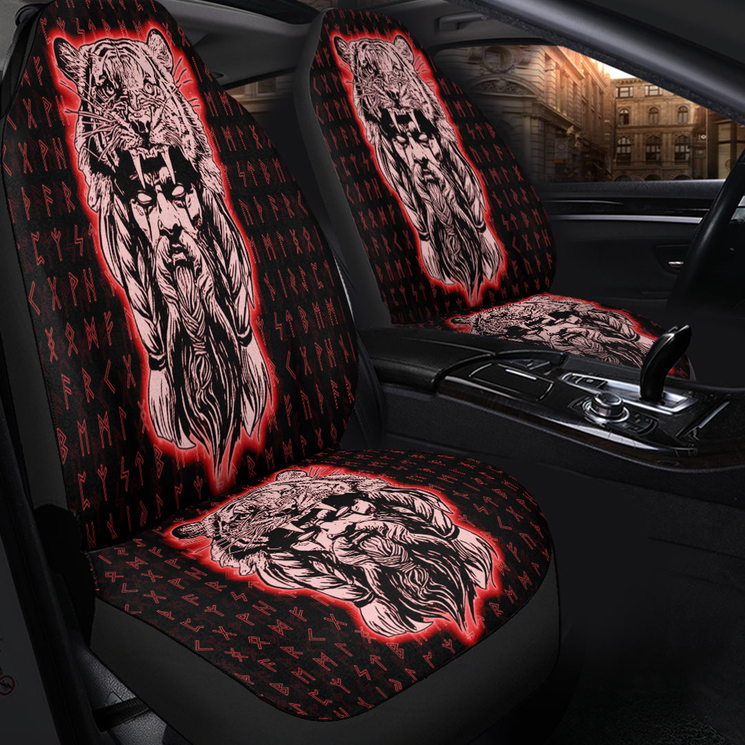 Viking Car Seat Cover Wolf Odin Viking Set Red