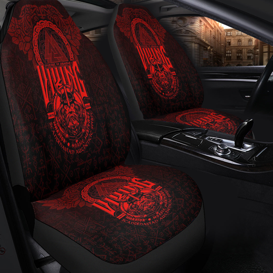 Viking Car Seat Cover Viking Warriors Valknut Red