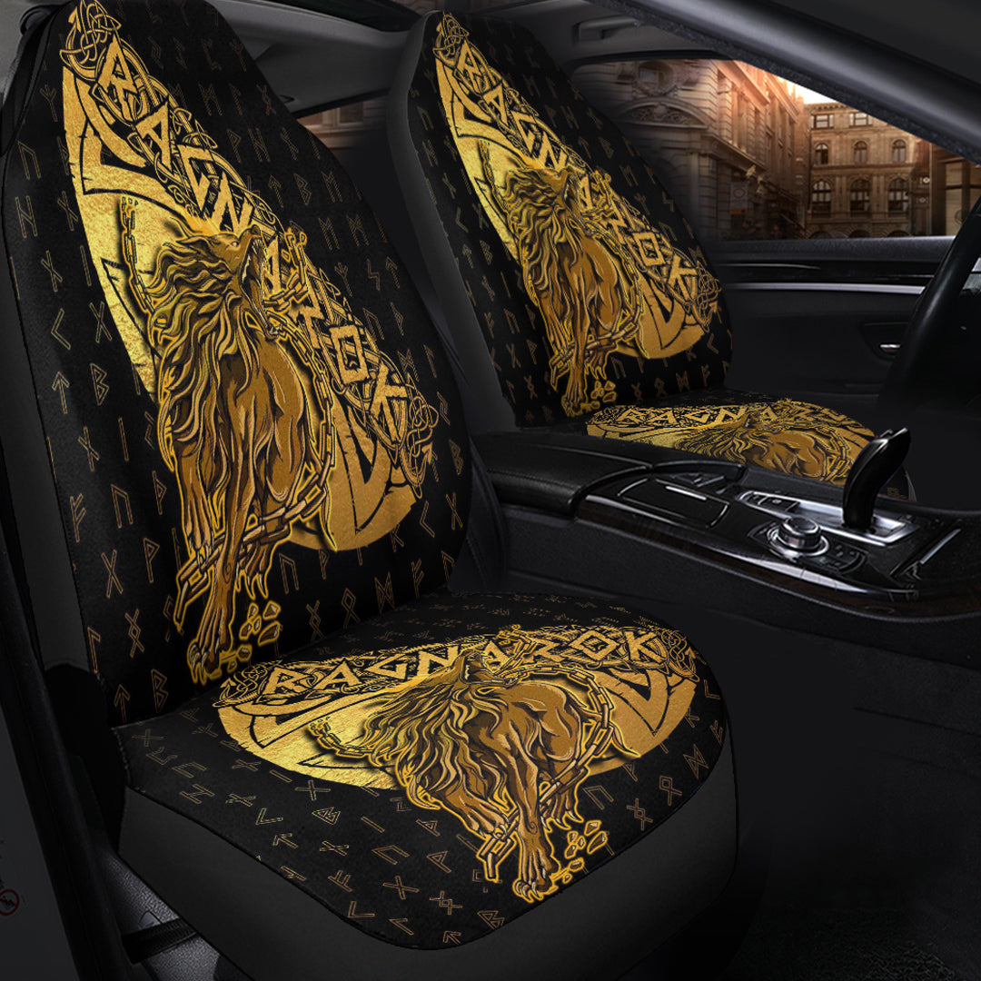 Viking Car Seat Cover Fenrir Ragnarok Gold