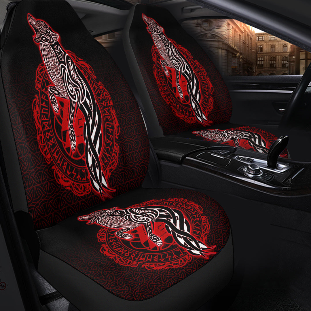 Viking Car Seat Cover Wolf Viking Red