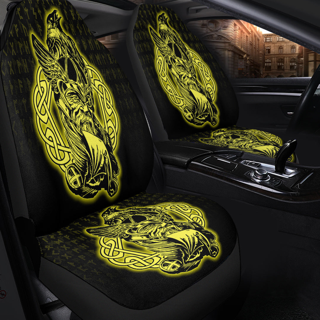 Viking Car Seat Cover Odin Raven Viking Set Gold