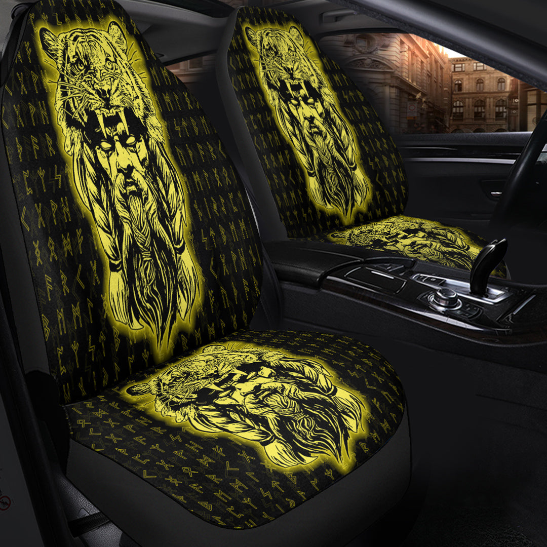 Viking Car Seat Cover Wolf Odin Viking Set Gold