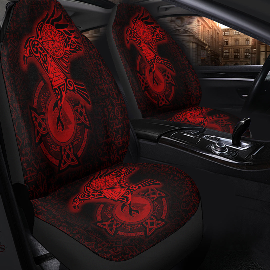 Viking Car Seat Cover Celtic Raven Red