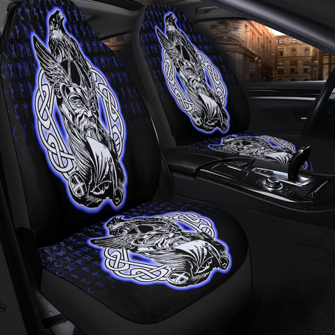 Viking Car Seat Cover Odin Raven Viking Set Blue