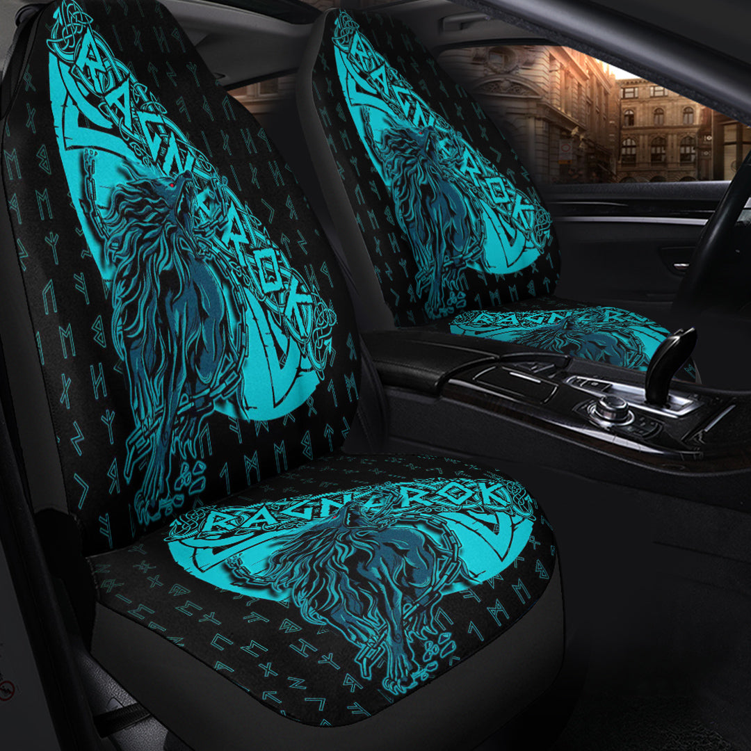 Viking Car Seat Cover Fenrir Ragnarok Cyan