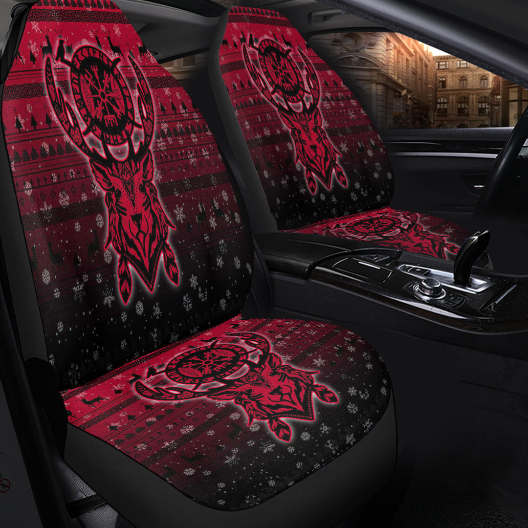 Viking Car Seat Cover Viking Reindeer Vegvisir Red