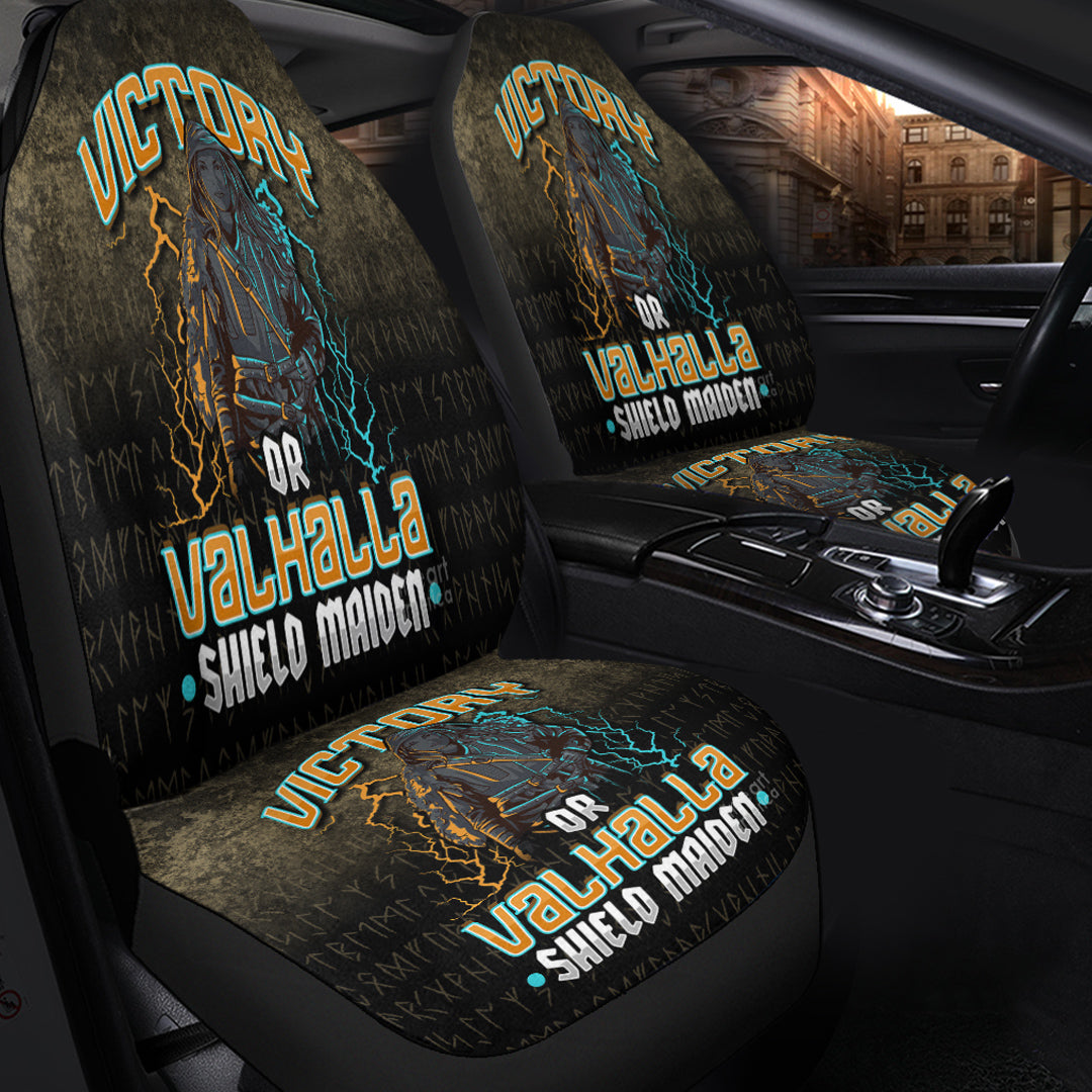 Viking Car Seat Cover Victory Or Valhalla Shield Maiden Female Viking