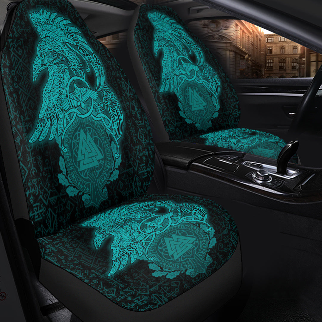 Viking Car Seat Cover Raven Celtic Turquoise