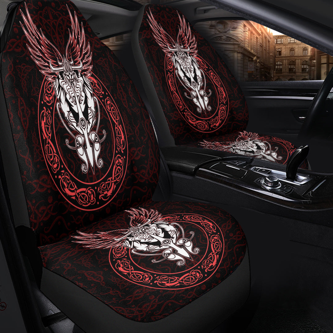 Viking Car Seat Cover Odin Wing Viking Red