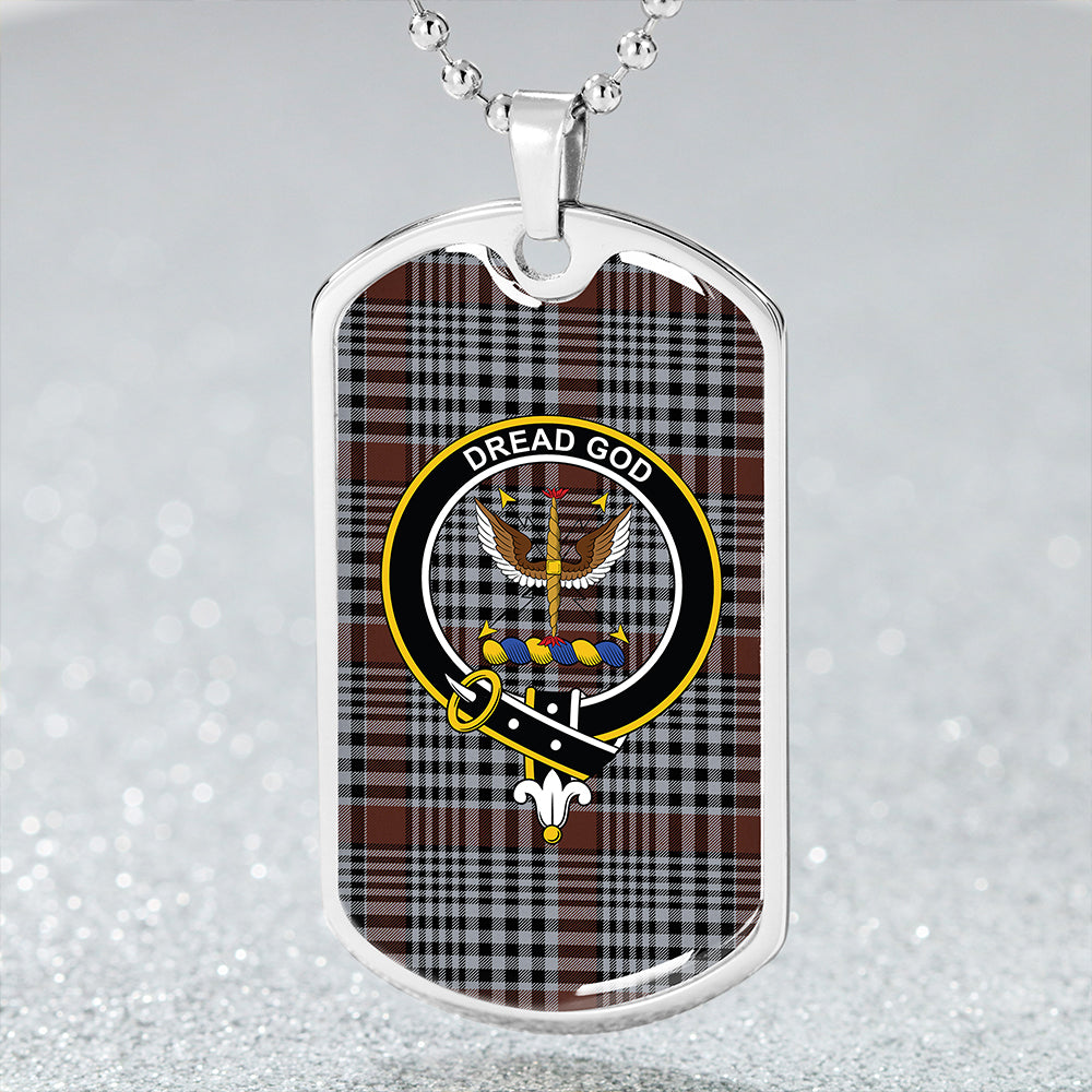 Carnegie Check Modern Clan Badge Classic Tartan Dog Tag Necklace