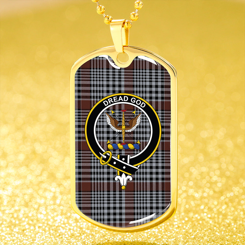 Carnegie Check Modern Clan Badge Classic Tartan Dog Tag Necklace