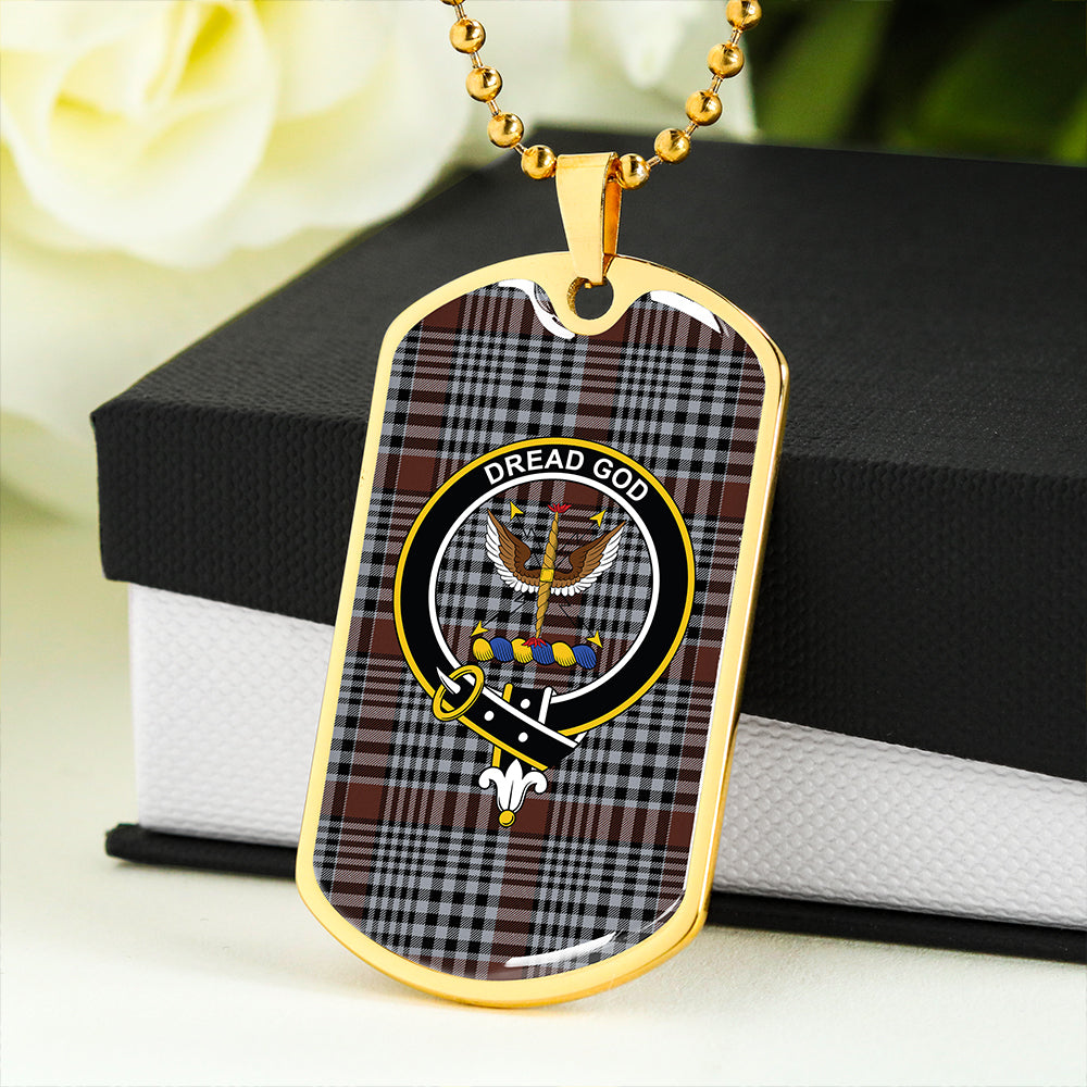 Carnegie Check Modern Clan Badge Classic Tartan Dog Tag Necklace