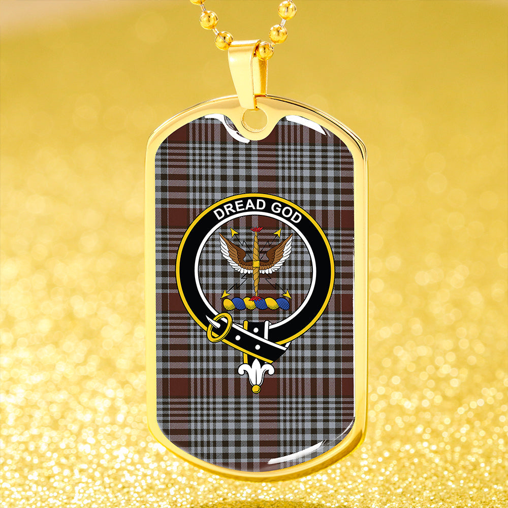 Carnegie Check Weathered Clan Badge Classic Tartan Dog Tag Necklace