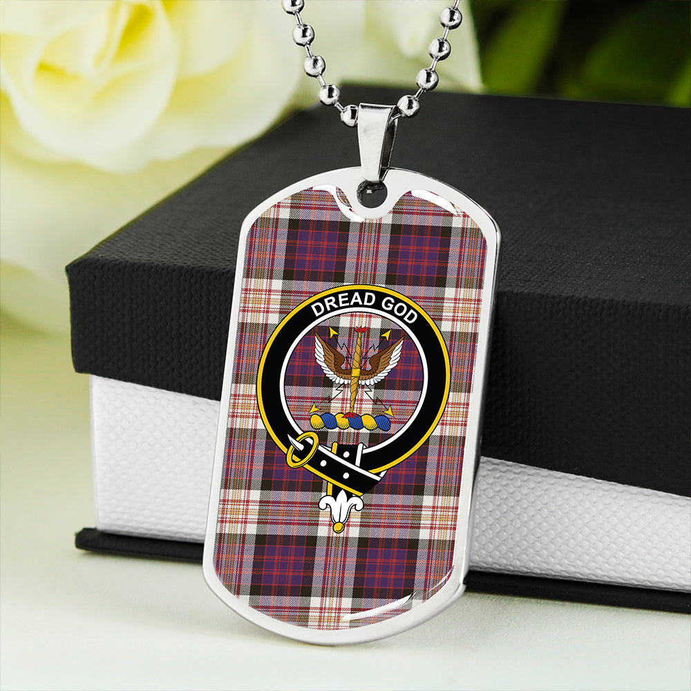 Carnegie New Weathered Clan Badge Classic Tartan Dog Tag Necklace
