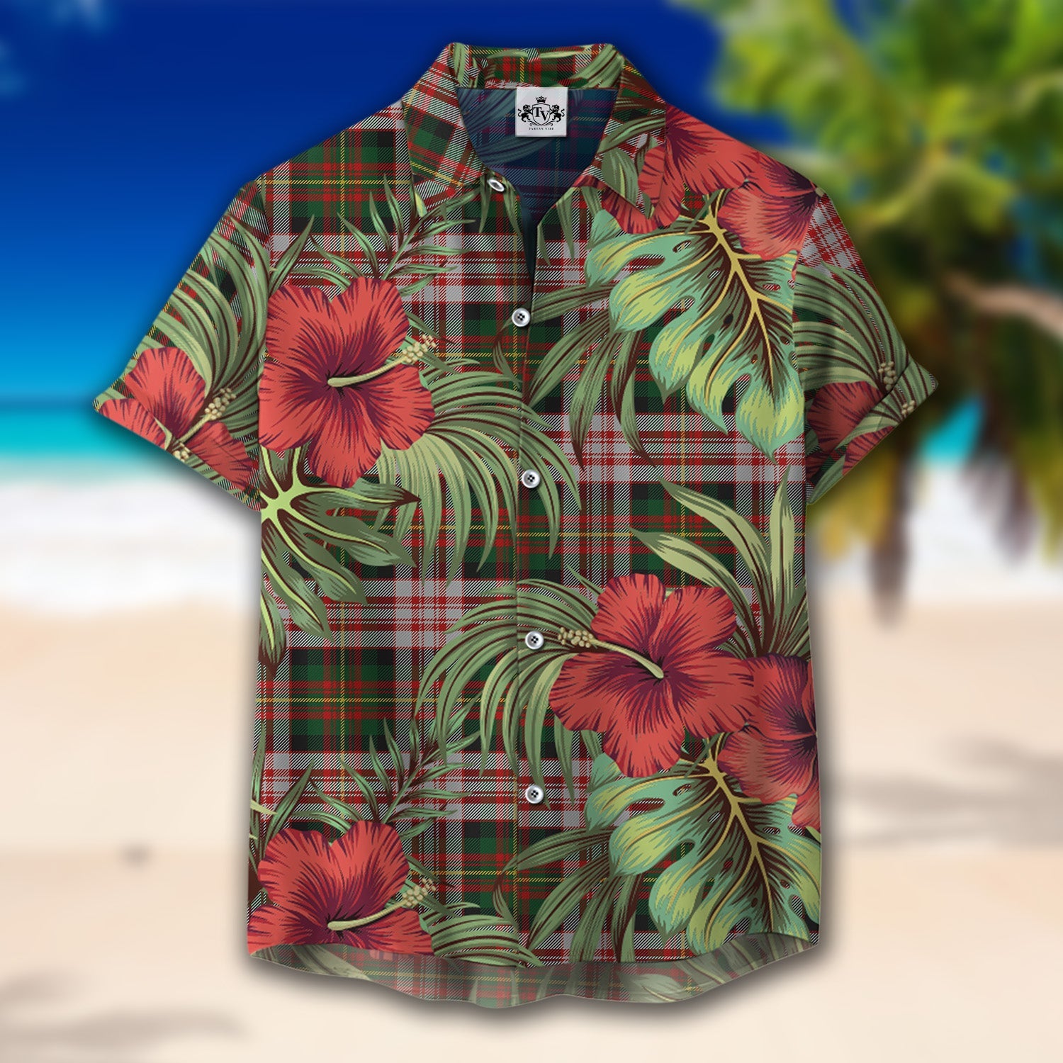 Scottish Tartan Carnegie Dress Clan Hawaiian Shirt Hibiscus - Tropical Garden Style